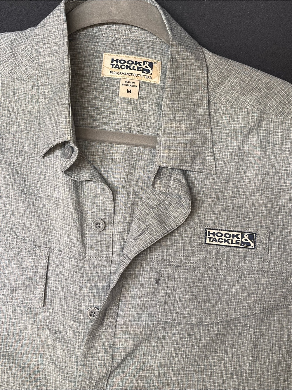 Hook & Tackle Men's Light Gray Performance Button-Down Shirt